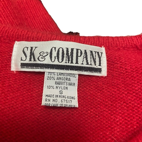 Vintage SK & Company Lambswool Angora Puffy Shoulder Sweater Red - Picture 5 of 13
